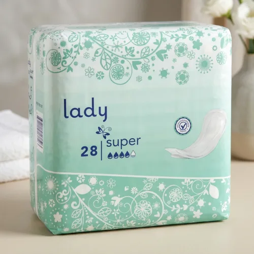 Paquet de couches pour adultes Lady Super 28, protection féminine pour incontinence, emballage discret et confortable, solution hygiénique pour femmes.